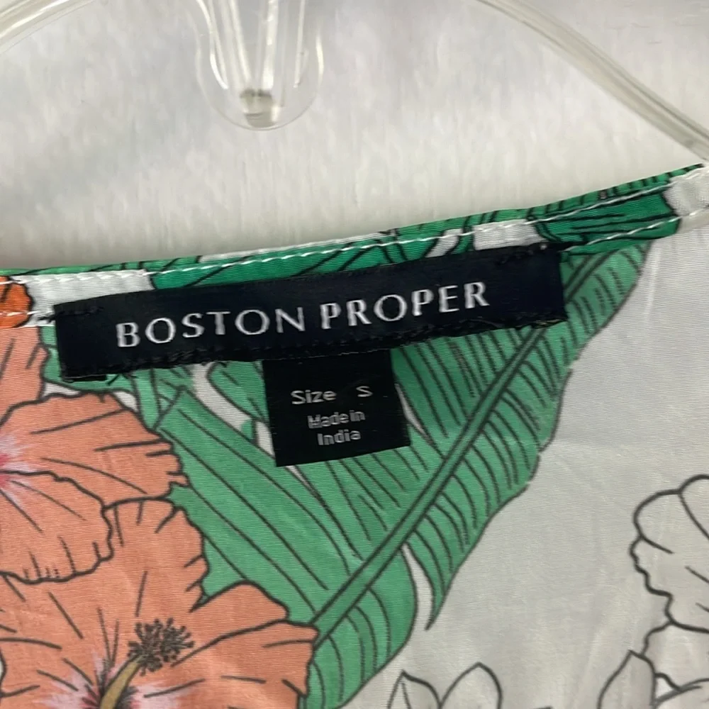 BOSTON PROPER Cabana Tropics Print Flare Sleeve‎ Duster S T01